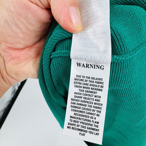 Review Green Fit & Flare Knit Dress with Contrast Trim Size 14 Preppy Work Wear - Picture 7 of 9